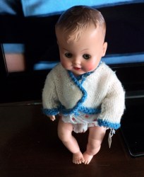 9 1/2'' CUTIE 1950S VINYL BOY NURSER WETUMS DOLL,PLASTIC UNDIES